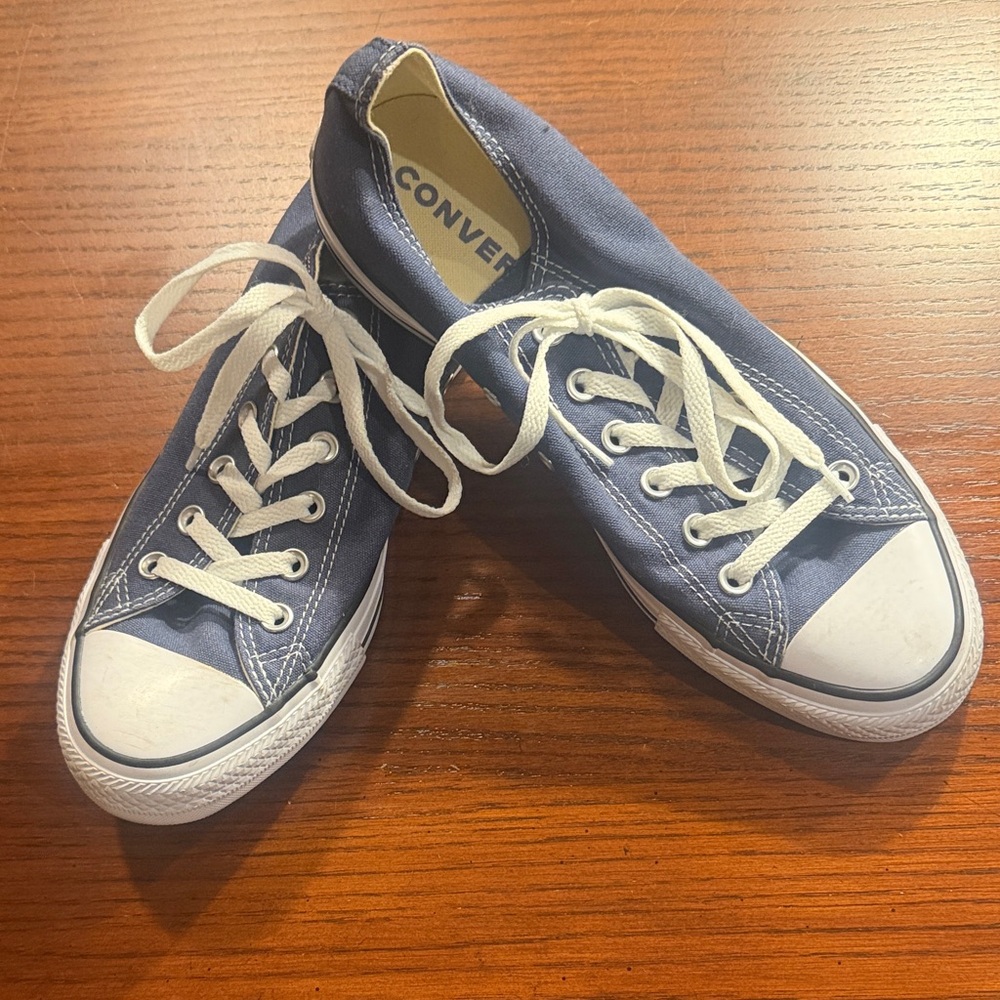 Converse Navy Canvas Sneakers with White Accents. Maybe worn 2 times